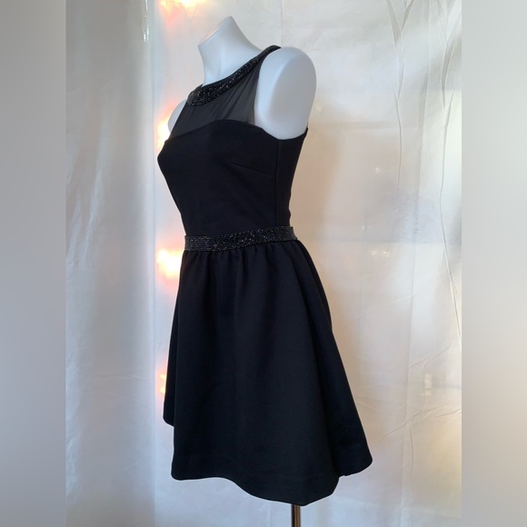 Maje black illusion neckline dress with rhinestones, size 1 (XS-S) - Picture 2 of 8